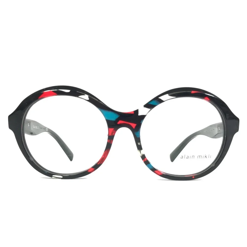 Alain Mikli Eyeglasses Frames Floretta A03118 004 Red Teal Stain Round 54-18-140